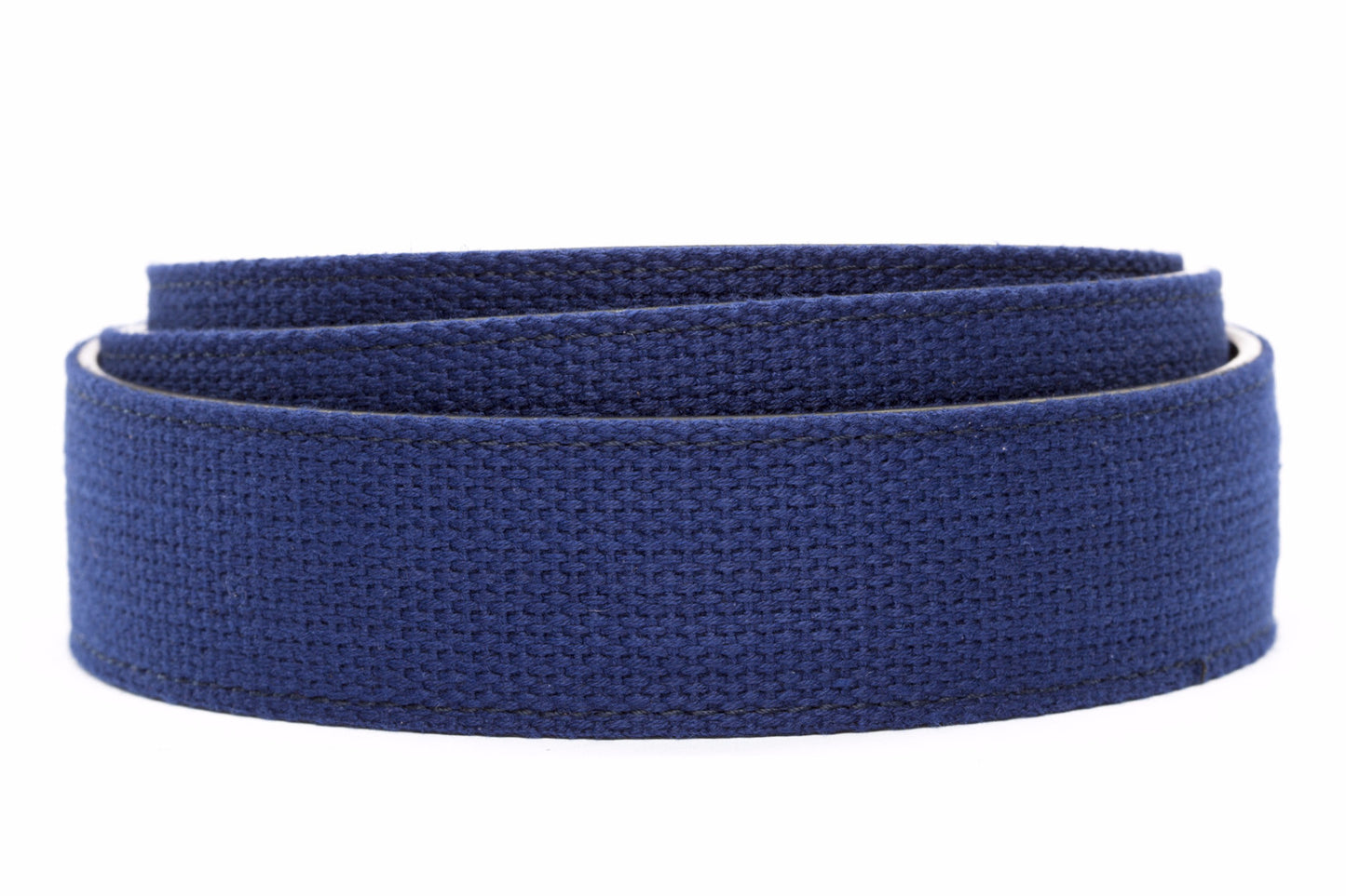 Men's canvas belt strap in navy, 1.5 inches wide, casual look