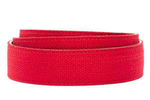 Men's canvas belt strap in red, 1.5 inches wide, casual look