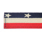 Men's canvas belt strap in stars and stripes with a 1.25-inch width, casual look, tip of the strap