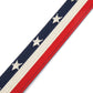 Men's canvas belt strap in stars and stripes, 1.5 inches wide, casual look, slanted view