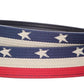 Men's canvas belt strap in stars and stripes, 1.5 inches wide, casual look