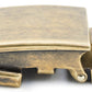 Men's classic ratchet belt buckle in antiqued gold with a 1.25-inch width, left side view.