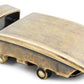 Men's classic ratchet belt buckle in antiqued gold with a 1.25-inch width, right side view.