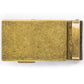 Men's classic ratchet belt buckle in antiqued gold with a width of 1.5 inches, top view.