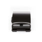 Men's classic ratchet belt buckle in black with a width of 1.5 inches, rear view.
