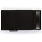 Men's classic ratchet belt buckle in black with a width of 1.5 inches, top view.