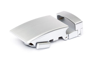 Men's classic ratchet belt buckle in silver with a 1.25-inch width.