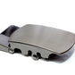 Men's classic with a curve ratchet belt buckle in formal gunmetal with a width of 1.5 inches, right side view.