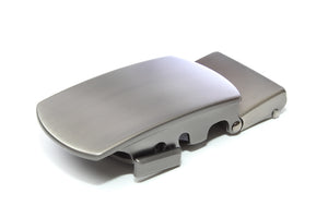 Men's classic with a curve ratchet belt buckle in gunmetal with a width of 1.5 inches.