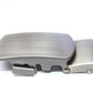 Men's classic with a curve ratchet belt buckle in gunmetal with a width of 1.5 inches, left side view.
