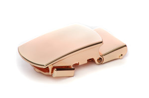 Men's classic with a curve ratchet belt buckle in rose gold with a 1.25-inch width.
