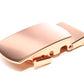 Men's classic with a curve ratchet belt buckle in rose gold with a width of 1.5 inches.