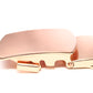 Men's classic with a curve ratchet belt buckle in rose gold with a width of 1.5 inches, left side view.