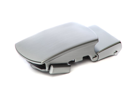 Men's classic with a curve ratchet belt buckle in silver with a 1.25-inch width.
