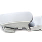 Men's classic with a curve ratchet belt buckle in silver with a 1.25-inch width, left side view.