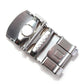 Men's classic with a curve ratchet belt buckle in silver with a width of 1.5 inches, mechanism view.