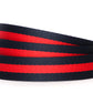 Men's cloth belt strap in navy-red stripe with a 1.25-inch width, casual look