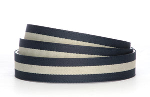 Men's cloth belt strap in navy-white stripe with a 1.25-inch width, casual look