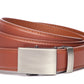 Men’s cognac leather belt strap with classic buckle in gunmetal, formal look, 1.25 inches wide