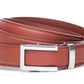 Men’s cognac leather belt strap with traditional buckle in silver, formal look, 1.25 inches wide