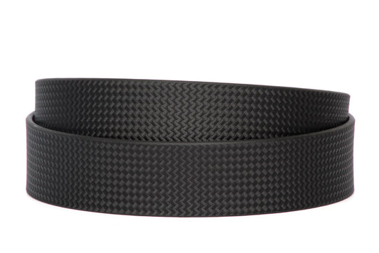 Men's concealed carry belt strap in black woven invincibelt, 1.5 inches wide, casual look