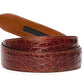 Men's crocodile belt strap in cognac, 1.5 inches wide, formal look, full roll