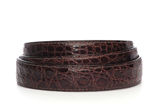 Men's crocodile belt strap in dark brown with a 1.25-inch width, formal look