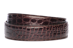 Men's crocodile belt strap in dark brown, 1.5 inches wide, formal look