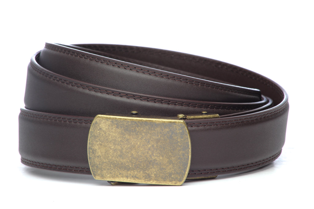 1.25" Dark Brown Leather w/buckle, Traditional in Gunmetal 1.25" Dark Brown Leather w/buckle, Traditional in Gunmetal