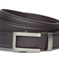 Men’s dark brown leather belt strap with traditional buckle in gunmetal, formal look, 1.25 inches wide