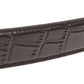 Men's faux croc belt strap in black with a 1.25-inch width, formal look, stitching close up