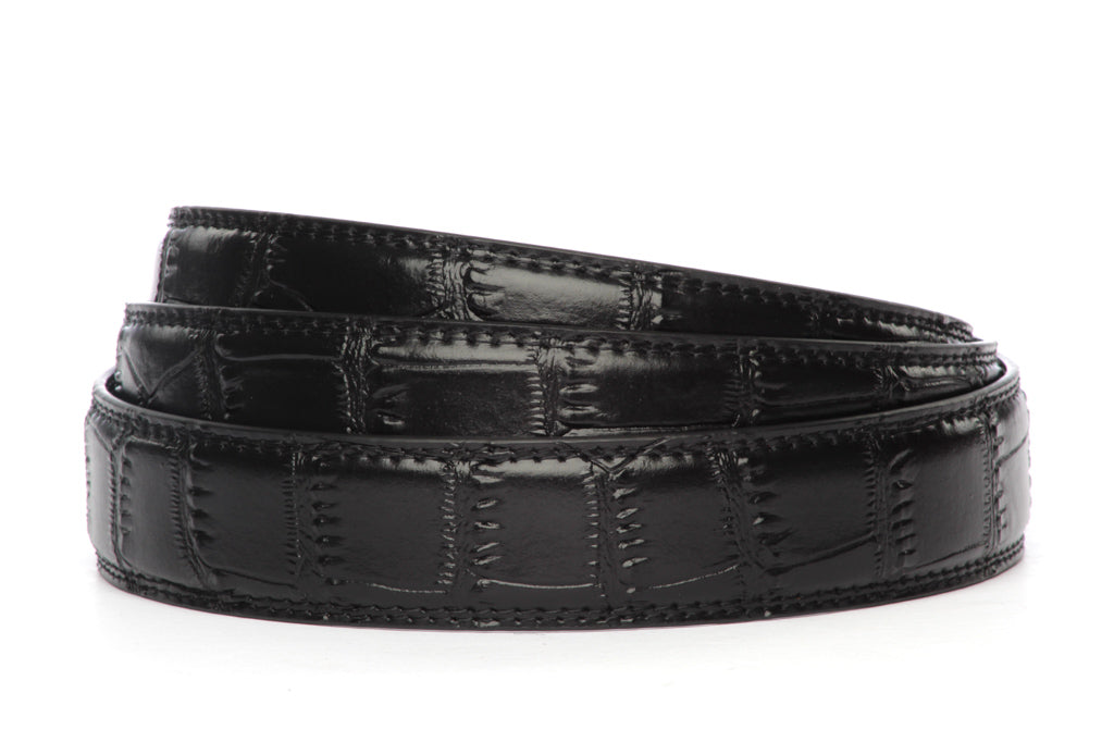 Men's faux croc belt strap in black with a 1.25-inch width, formal look