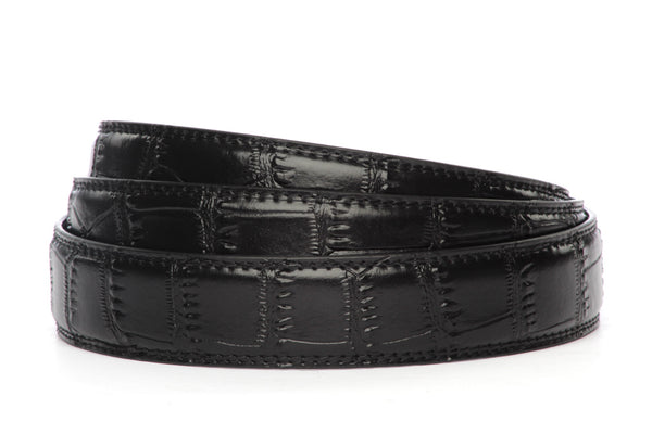 Faux Croc Belt Strap - Men's Ratchet Belt - Black, 1.25