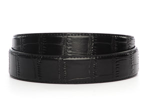Men's faux croc belt strap in black, 1.5 inches wide, formal look
