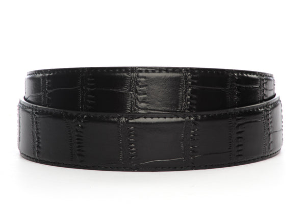 Faux Croc Belt Strap - Men's Ratchet Belt - Black, 1.5