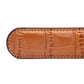 Men's faux croc belt strap in light brown with a 1.25-inch width, formal look, tip of the strap