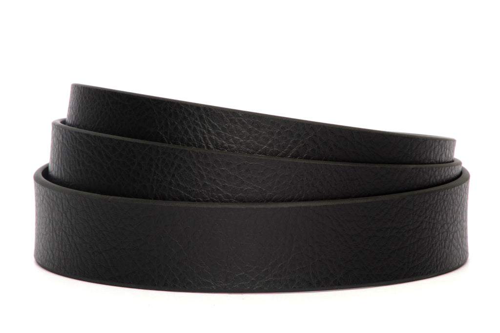 Men's invincibelt belt strap in black leather grain with a 1.25-inch width, casual look