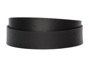 Men's invincibelt belt strap in black leather grain, 1.5 inches wide, casual look