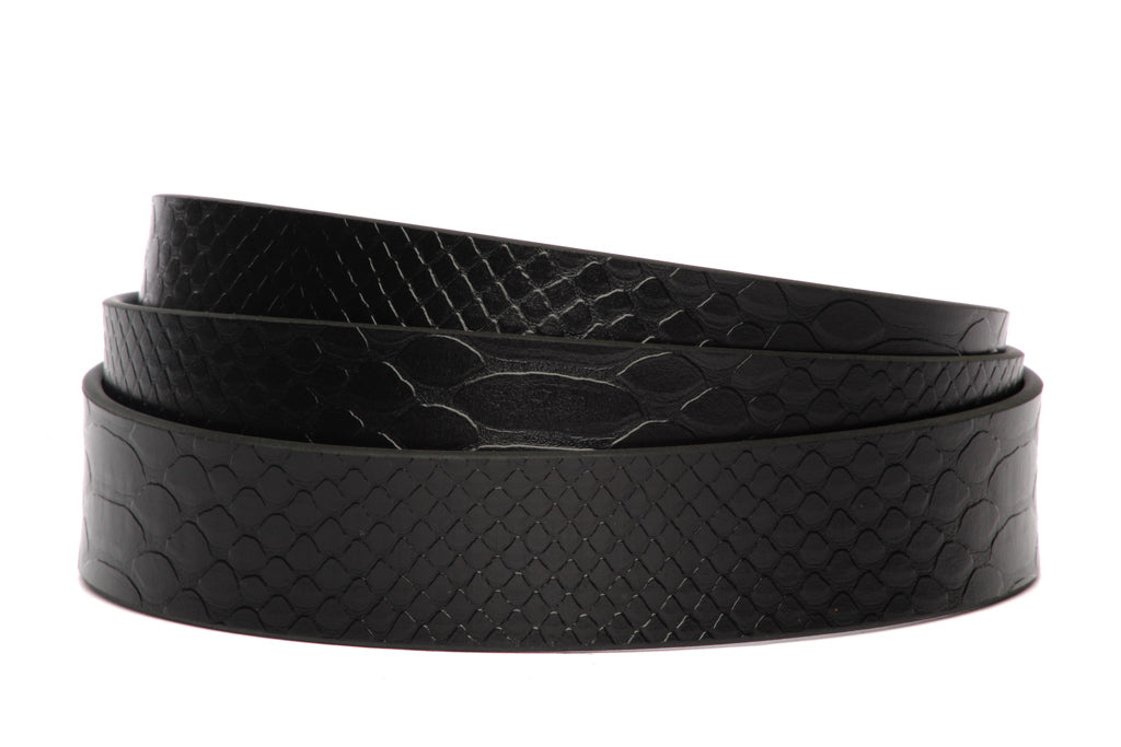 Men's invincibelt belt strap in black reptile with a 1.25-inch width, casual look