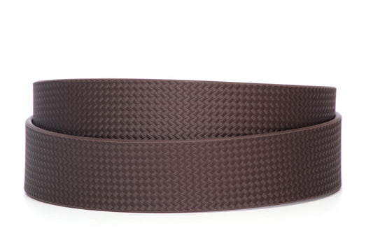 Men's invincibelt belt strap in brown woven, 1.5 inches wide, casual look