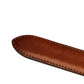 Men's Italian calfskin belt strap in cognac with a 1.25-inch width, formal look, tip of the strap