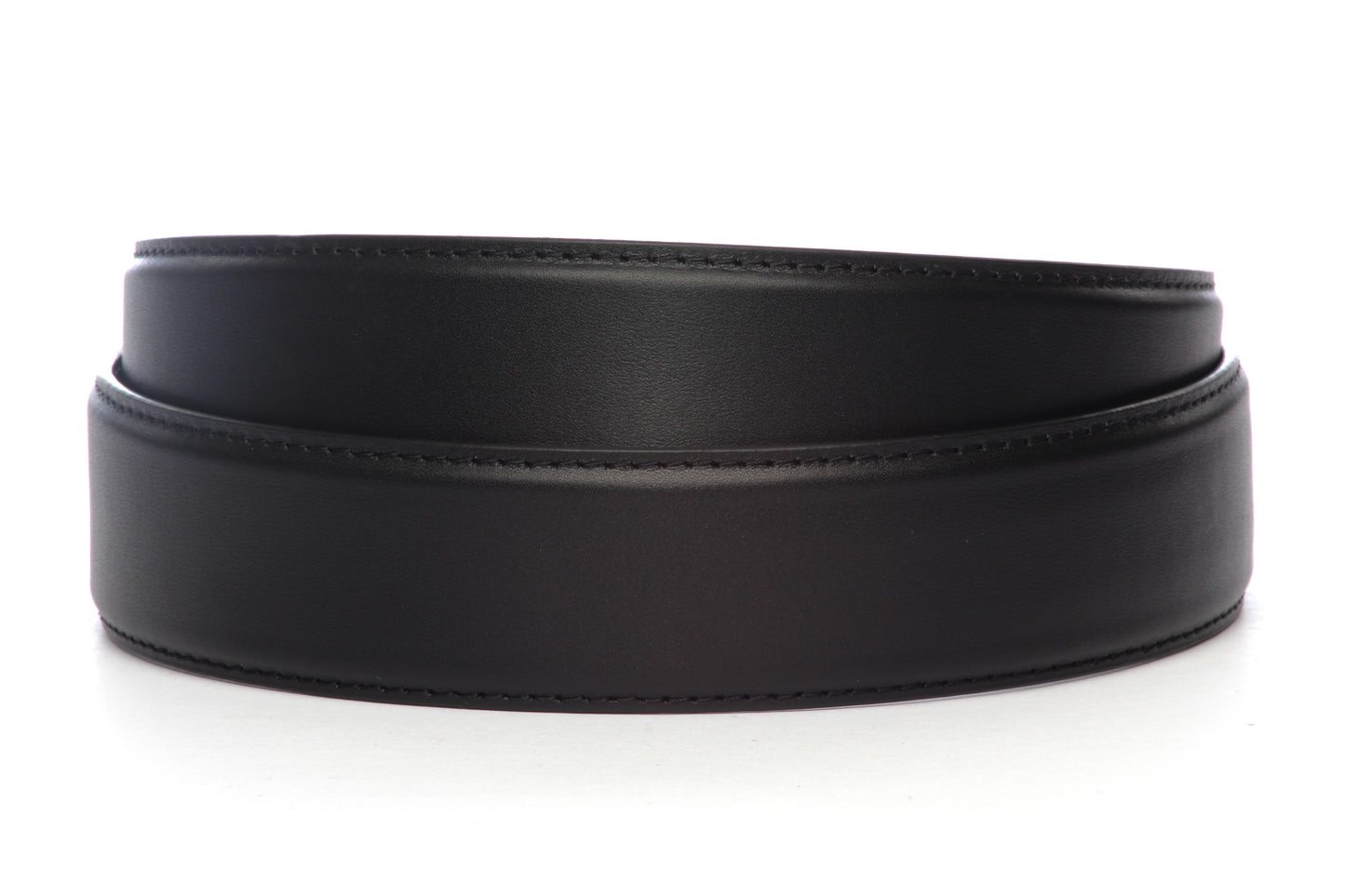 Men's leather belt strap in black, 1.5 inches wide, formal look