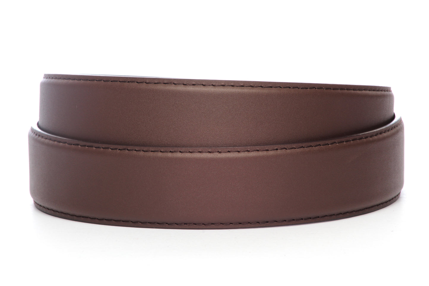 Men's leather belt strap in chocolate, 1.5 inches wide, formal look