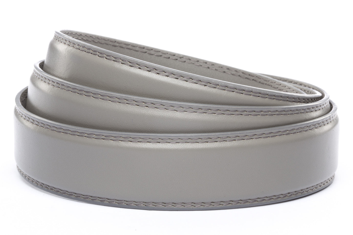 Men's leather belt strap in grey with a 1.25-inch width, formal look
