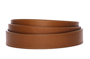 Men's leather belt strap in light brown vegetable tanned with a 1.25-inch width, formal look