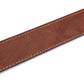 Men's leather belt strap in marbled tan vegetable tanned with a 1.25-inch width, formal look, slanted view