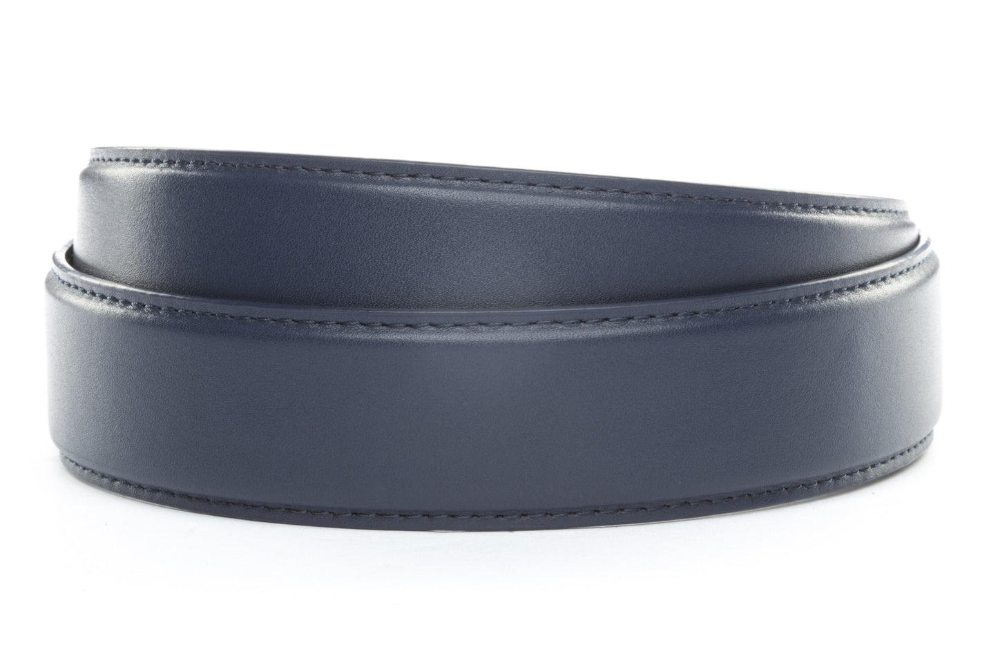 Men's leather belt strap in navy, 1.5 inches wide, formal look