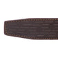 Men's leather belt strap in signature chocolate vegetable tanned with a 1.25-inch width, casual look, tip of the strap