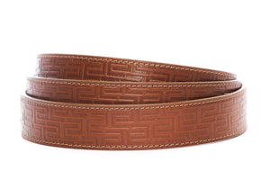 Men's leather belt strap in signature light brown vegetable tanned with a 1.25-inch width, casual look