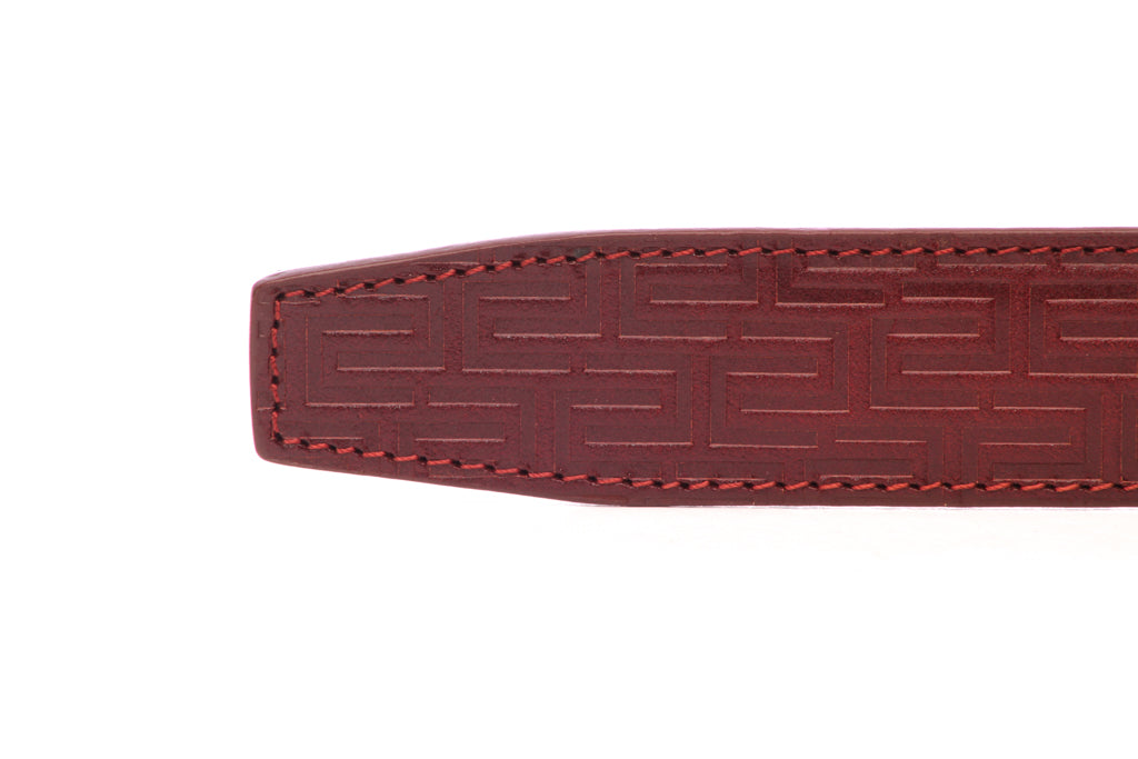 Men's leather belt strap in signature picante vegetable tanned with a 1.25-inch width, casual look, tip of the strap